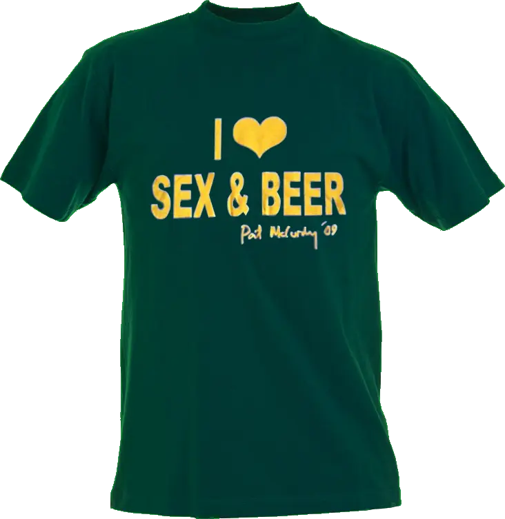 I Heart Sex & Beer in green & gold